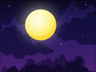 Wall Mural - full moon on cloudy sky