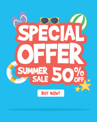 Wall Mural - Summer sale banner background layout