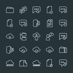 Poster - Modern Simple Set of cloud and networking, chat and messenger, folder, files Vector outline Icons. Contains such Icons as  remove,  star and more on dark background. Fully Editable. Pixel Perfect.