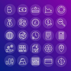 Poster - Modern Simple Set of business, money, charts Vector outline Icons. Contains such Icons as  financial,  gold,  cash,  graph, finance and more on gradient background. Fully Editable. Pixel Perfect.