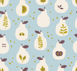 Aufkleber - seamless pattern with pears and leaves