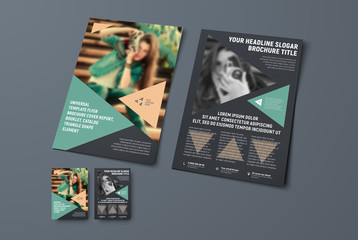 Poster - Design the front and back pages of the flyer with triangular elements and a place for the photo.