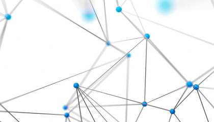 Poster - Abstract 3d rendering of network concept. Modern background. Futuristic shape with spheres and lines. Design for poster, cover, branding, banner, placard.