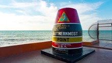 The Key West Buoy Sign Marking The Southernmost Point On The Continental USA And Distance To Cuba, Florida. Raw Video Source.