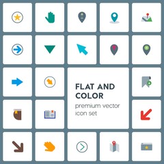Poster - Modern Simple Set of location, arrows, cursors, bookmarks Vector flat Icons. Contains such Icons as location,  diagonal,  school,  lighthouse and more on grey background. Fully Editable. Pixel Perfect