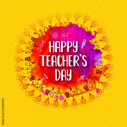 Circle Frame With Line Icons Around Happy Teachers Day Greetings