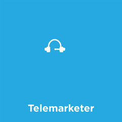 Poster - Telemarketer icon isolated on blue background