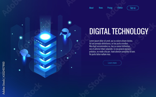Isometric Digital Technology Web Banner Analysis And Information