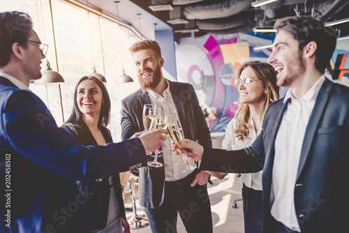 Group of people working in modern office Poster Mural XXL