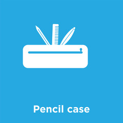 Wall Mural - Pencil case icon isolated on blue background
