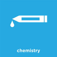 Wall Mural - chemistry icon isolated on blue background