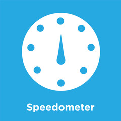 Wall Mural - Speedometer icon isolated on blue background