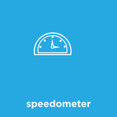 Wall Mural - speedometer icon isolated on blue background