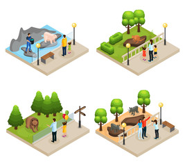 Wall Mural - Isometric Zoo Concept