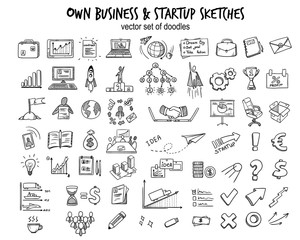 sketch business startup elements collection