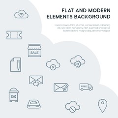 Poster - cloud and networking, email, shopping outline vector icons and elements background concept on grey background.Multipurpose use on websites, presentations, brochures and more
