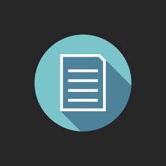 Poster - Elegant Universal White Minimalistic Thin Line Document Icon with Shadows on Circular Color Button on Black Background 