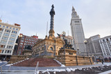 Fototapeta Paryż - Cleveland, Ohio/USA - March 5th 2018: Soldiers' and Sailors' Monument in Downtown Cleveland was designed by Levi Scofield and is located in Public Square. It is built with granite blocks.