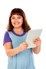 Sticker - Beautiful child with a tablet