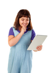 Sticker - Beautiful child with a tablet