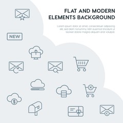 Poster - cloud and networking, email, shopping outline vector icons and elements background concept on grey background.Multipurpose use on websites, presentations, brochures and more