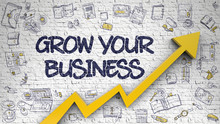 Grow Your Business Drawn On White Wall. 