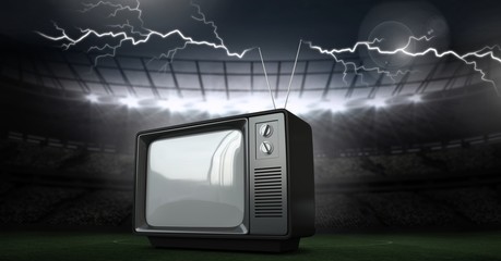 Poster - Lightning strikes and old television in stadium