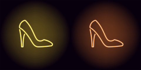 Wall Mural - Neon women shoe in yellow and orange color