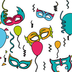 Wall Mural - color party mask with balloons and serpentine background