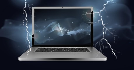 Poster - Lightning strikes and laptop
