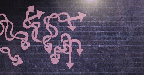 Poster - pink arrow squiggly doodles on wall