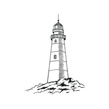 The Lighthouse Sketch. Hand Drawn Vector Illustration.