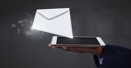 Poster - Envelope letter message and man using tablet
