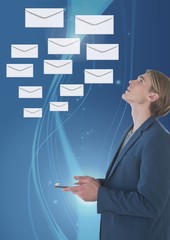 Poster - Envelope letter messages and man using phone