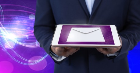 Poster - Envelope letter message and man using tablet