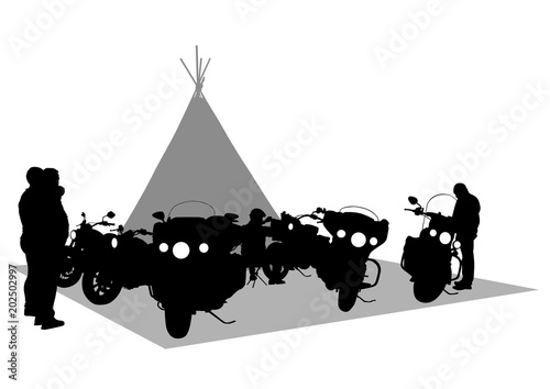 Fotomural Old big bike of america on white background
