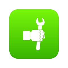 Poster - Wrench tool in man hand icon digital green for any design isolated on white vector illustration