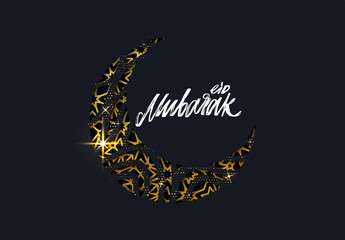 Wall Mural - Eid Mubarak vector background. Calligraphic text of Ramadan Kareem. Creative design greeting card, banner, poster. Traditional Islamic holy holiday