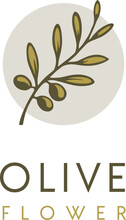 Natural Herbal Olive Oil  Plant, Olive Leaf Flower Logo Design 