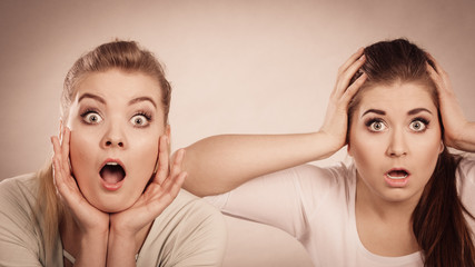 Two shocked and amazed women