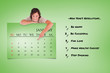 © vectorfusionart - Smiling man pointing at a calendar against green card