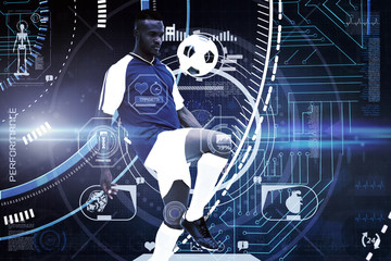 Poster - Football player against futuristic technological background