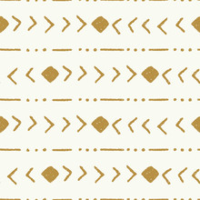 Vector Tribal Stripe Gold And Cream Seamless Repeat Pattern Background