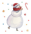 Watercolor Christmas illustration with a snowman