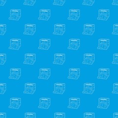Poster - Stone barbecue pattern vector seamless blue repeat for any use