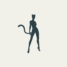 The Silhouette Of A Woman With Cat Ears And Tail