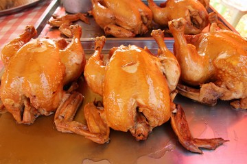 Canvas Print - Boiled chicken with fish sauce in market