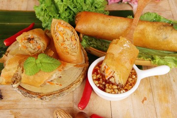 Sticker - Fried spring rolls traditional for appetizer food