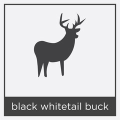 Poster - black whitetail buck icon isolated on white background