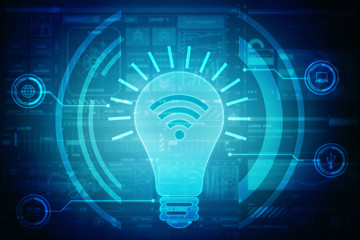 Poster - 2d illustration wifi sin with bulb
